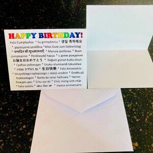 Happy Birthday Cards - 26 Languages / Blank Inside w/ Envelopes - Pack of 10